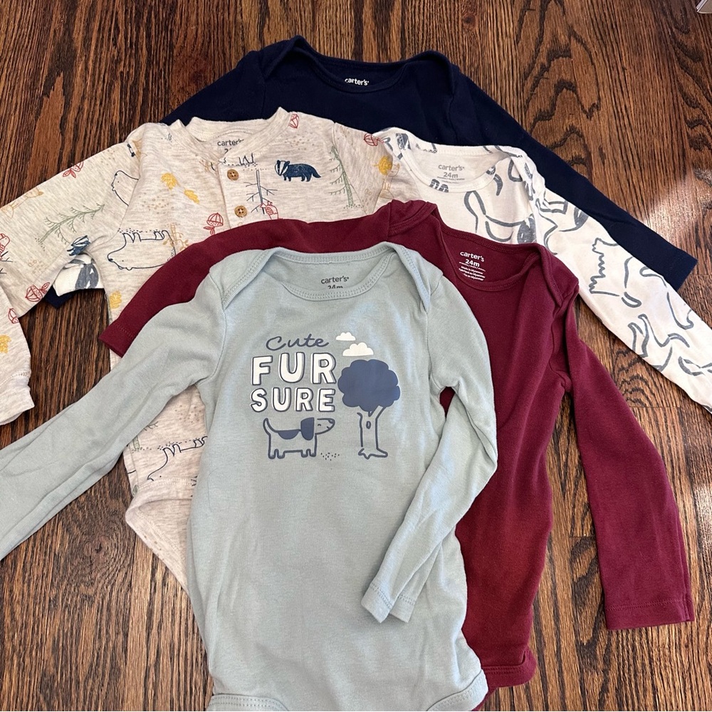 5 pieces Carter's Long Sleeve Bodysuit Set 24 Months